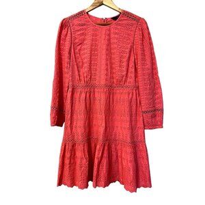 J. Crew Coral Eyelet Midi Dress